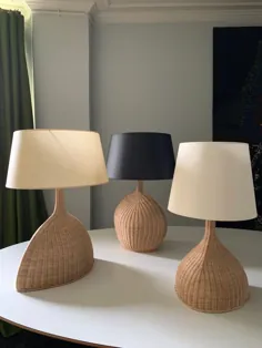 Rattan AND WOOD LP2 TAMLE LAMP، ATELIER VIME EDITIONS