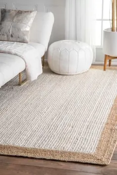 فرش سفید حاشیه ساده جوت مائوئی