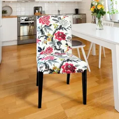 جلد صندلی گل رنگارنگ IKEA HENRIKSDAL ، آبنوس سفید