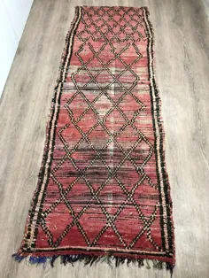 3x8 فرش قرمز فرش قرمز فرسوده قبیله ای مراکشی بافته شده |  اتسی