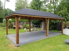 WOODEN GAZEBO ***** 3 اندازه موجود ***** به طور کامل نصب شده