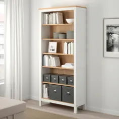 قفسه کتاب HEMNES ، لکه سفید ، قهوه ای روشن ، 35 3 / 8x77 1/2 "- IKEA