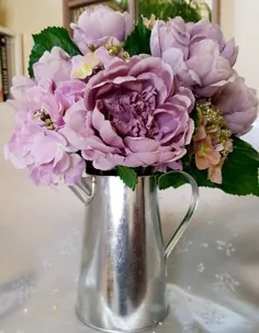 چیدمان گل ابریشم - گلدان گل صد تومانی مصنوعی و هورنتانیا |  گل ابریشم