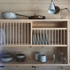 آشپزخانه پنجره قفسه صفحه قفسه صفحه ظروف چوبی بشقاب |  اتسی