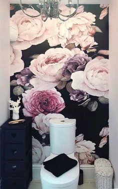 Fototapete Dunkelfarbene Blumen Lila-Pink |  تصویر زمینه نقاشی دیواری