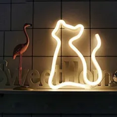علامت گربه LED چراغ دیواری سفید و نئونی گرم گرم |  اتسی