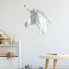 5.76 US $ تخفیف 36 درصدی | برچسب دیوار آینه 3D اسب استیک اکریلیک هندسی برچسب دیوار سطح آینه برای کودکان اتاق نشیمن دکوراسیون منزل | برچسب های دیواری |  - AliExpress