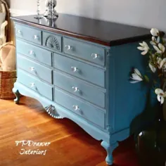 Vintage Dresser in Annie Sloan Duck Egg Blue - قبل و بعد -