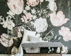 Blush Floral Wallpaper - نقاشی دیواری Vintage |  تصویر زمینه آبرنگ