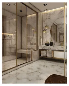 طراحی داخلی حمام مرمر مدرن