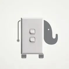 برچسب دیواری فیل برای کلیدهای روشنایی |  نایاب.