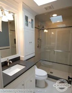 کابینت داخلی بالای توالت از ارتفاع پیشخوان شروع می شود.  |  حمام کوچک ، بازسازی سرویس بهداشتی ، انبار حمام کوچک