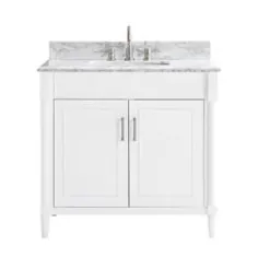 آلن + روت پرللا 37 ظرفشویی حمام تک ظرفشویی سفید با سنگ مرمر طبیعی سفید کاررا بالا Lowes.com