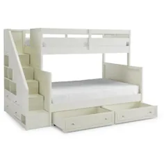 HOMESTYLES ناپل دوقلوی سفید بیش از تختخواب سفارشی کامل با پله ها و زیر شلواری برای ذخیره سازی -5530-56D - انبار خانه