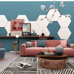 Honeycomb Decorative Wall Art ، 9 شش ضلعی در هر بسته ، شکل شش ضلعی ، طراحی هندسی دیوار - SKU: HEX9
