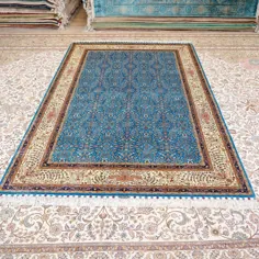 6x9ft (183x274cm) فرش ابریشم فیروزه ای دست ساز با کیفیت عالی از Yilong