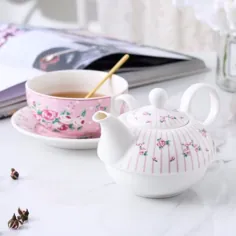 27.35 دلار 24 OFF تخفیف US $ | MALACASA 4 Piece Tea for One Set Porcelain China Ceramic with Teapot، Cup and Saucer Portable Office Personal Travel Tea Tea | قوری ها |  - AliExpress
