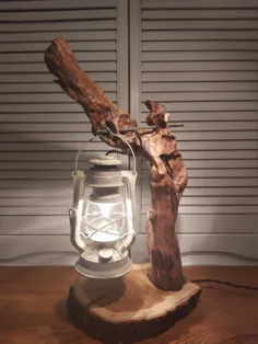 فانوس سفید نفت سفید در لامپ مورد استفاده قرار می گیرد چراغ Driftwood |  اتسی