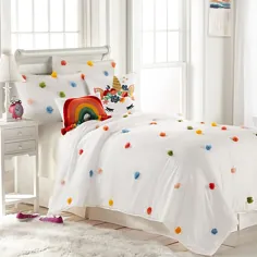 مجموعه Rainbow Pom Pom 2 قطعه Twin Comforter
