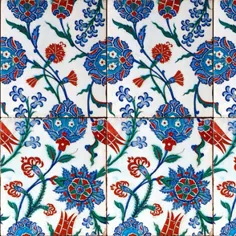 پارچه های رنگارنگ چاپ شده توسط Spoonflower - کاشی Damask ترکی قرن شانزدهم ~ اصلی روشن