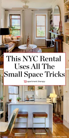 یک آپارتمان اجاره ای نیویورک با 350 فوت فوت مربع با خردمندی از قلاب ، آینه و موارد دیگر در فضای کوچک استفاده می کند