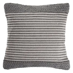 LR Home Farmhouse Striped and Textured Grey / Ivory 20 "x 20" بالش پرتاب - Walmart.com