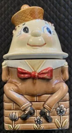 شیشه کلوچه شیشه ای سرامیک Humpty Dumpty 13 "ساخت ژاپن دهه 1950 | # 2105386961