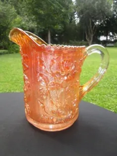 VINTAGE ORANGE MARIGOLD CARNIVAL GLASS PITCHER IMPERIAL LUSTER LUSTER ROSE