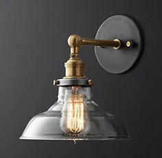 20th C. Fabric Filament Clear Glass Barn Sconce