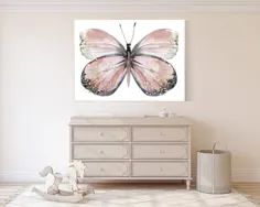 دکور شیرخوارگاه دخترانه پروانه ، رژگونه ، صورتی رژگونه ، Butterfly Nursery Art ، اتاق دختران ، چاپ پروانه