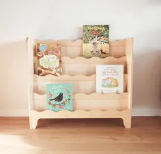 قفسه کتاب مونته سوری ، قفسه کتاب چوبی ، کتابخانه برای کودکان نوپا