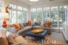 اتاقهای نشیمن خاکستری و نارنجی - معاصر - اتاق نشیمن - طراحی سینتیا بروکس