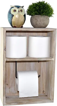 نگهدارنده کاغذ توالت Spiretro Wall Mount ، قفسه شناور توزیع کننده رول کاغذی تزئینی ، کابینت براکت جعبه حباب ، ذخیره سازی ، ذخیره ، سازماندهی برای حمام ، چوب جامد- قهوه ای اقاقیا