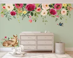 JESSICA'S FARMHOUSE Border Frame Floral Wall Mural Peonies |  اتسی