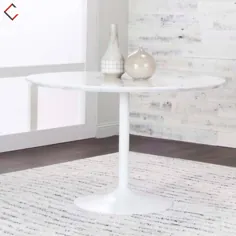 میز ناهار خوری گرد 48 اینچی سنگ مرمر سفید