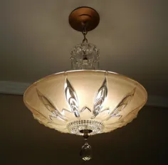 لوستر مصنوعی Crystal Beaded Drape 1930's Antique Victorian Glass Langing سقف آویز چراغ سقفی Rewired