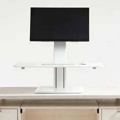 Humanscale سفید تک مانیتور Quickstand Eco Standing میز تحول |  جعبه و بشکه