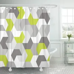 انتزاعی سبز شکلهای هندسی Arrow الگوی خاکستری حمام دکور حمام پرده دوش 60x72 اینچ