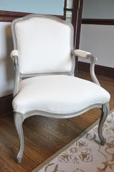 صندلی کنار صندلی به سبک فرانسوی {رنگ گچی و پارچه کتانی}