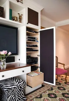 کابینت های تلویزیون ساخته شده با درب های مشبک فلزی مش - انتقالی - اتاق نشیمن