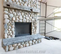 River Rock Muskoka Stone Fireplace و سنگ فرش سنگ فرش بزرگ از کانادا - StoneContact.com