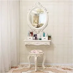 LXYYY بهترین طرح نیمکتهای غرور میز آویز دیواری با آینه آرایشی چهارپایه آرایشی اتاق خواب کوچک آپارتمان کوچک آپارتمان کوچک هدیه عالی برای دختران (رنگ: طلایی)