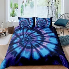 کاور Tie Dye Comforter Cover مجموعه ملافه مارپیچی Ethnic Boho Duvet Cover Swirl Tie Dyed Pattern Bed