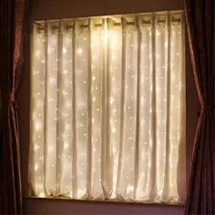 چراغ پرده کوتاه HXWEIYE برای پنجره کوچک ، چراغ سفید سفید گرم 3.3x5Ft با تایمر و 8 کلیپ برای اتاق خواب ، چراغ رشته ای 96 لیتری باتری برای تزئین دیوارهای داخلی باغ عروسی داخلی