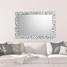 آینه دیواری موزاییکی نقره ای ، خاکستری ، سفید