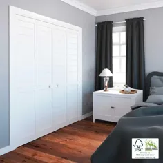 EightDoors Shaker 36 in x 80 in White Louver Prefinished Pine Wood Bifold Door (شامل سخت افزار) Lowes.com