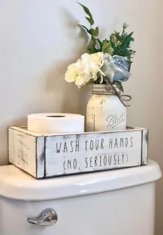 جعبه نگهدارنده کاغذ توالت چوبی / دکور حمام / حمام |  اتسی