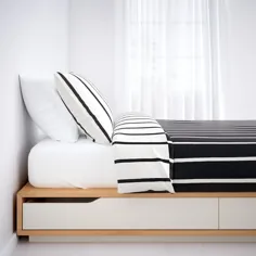 MANDAL قاب تختخواب با انبار ، توس ، سفید ، 140x202 سانتی متر - IKEA