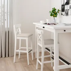 صندلی میله ای INGOLF با پشتی ، سفید / بژ هالارپ ، 291/2 "- IKEA