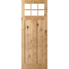 Krosswood Doors 42 in. x 96 in. Craftsman 2-Panel 6-Lite Clear Low-E Knotty Alder Unfinished Wood Wood Wood Door-KA.550.36.80.134 - The Home Depot